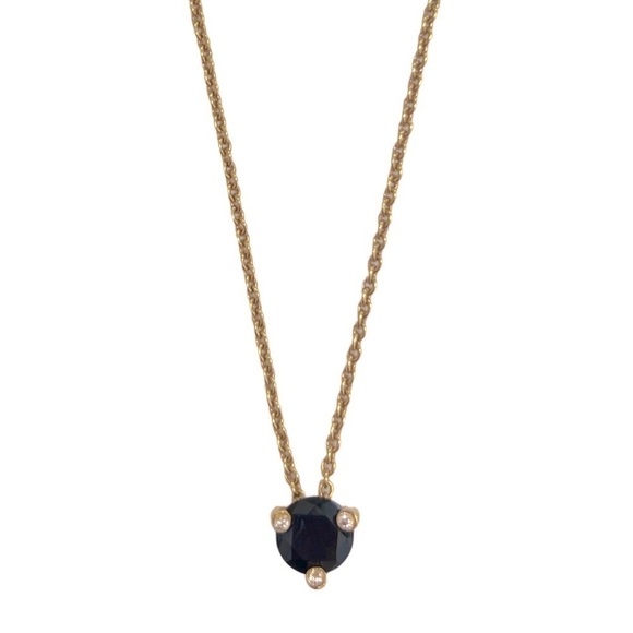 KATE SPADE • Brilliant Statement Tri-Prong Black Pendant Gold Necklace - Picture 1 of 5